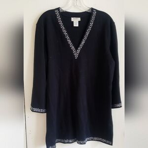 Black cotton tunic with silver studs